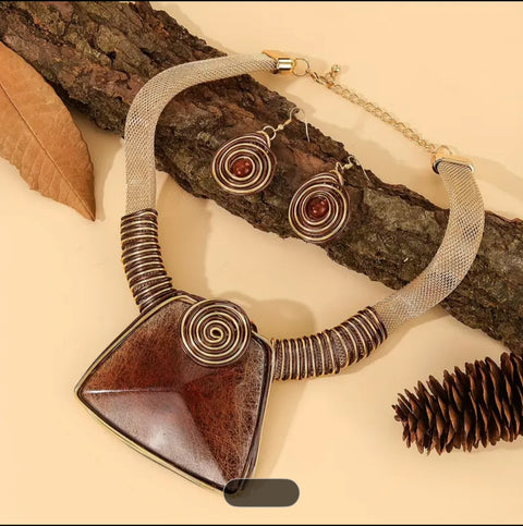 Handmade African Heritage Neckpiece & Earrings Set