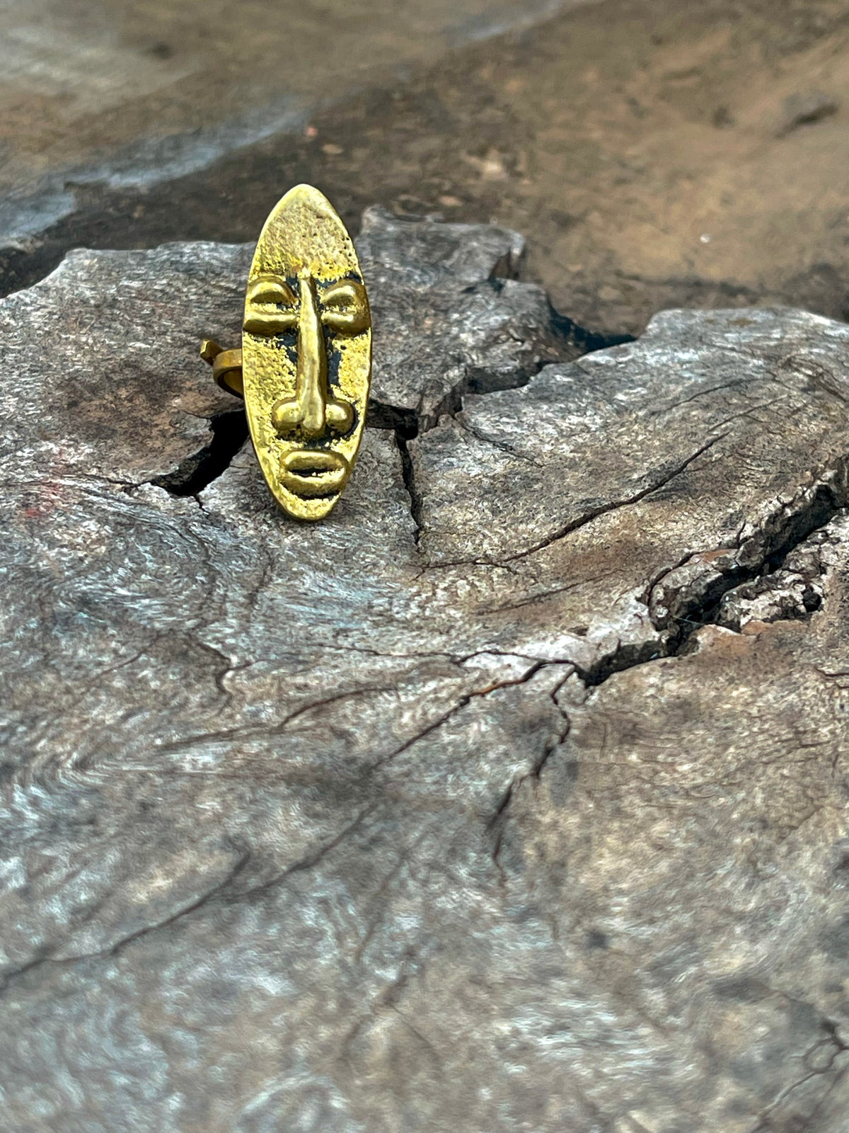 Handmade African Brass Mask Ring